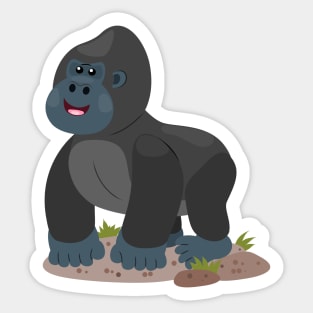 Cute happy big gorilla cartoon illustration Sticker